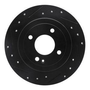 Dodge Attitude Brake Rotor (1) - Rear Left - R1 Concepts - Drilled & Slotted - Black - `12-`25